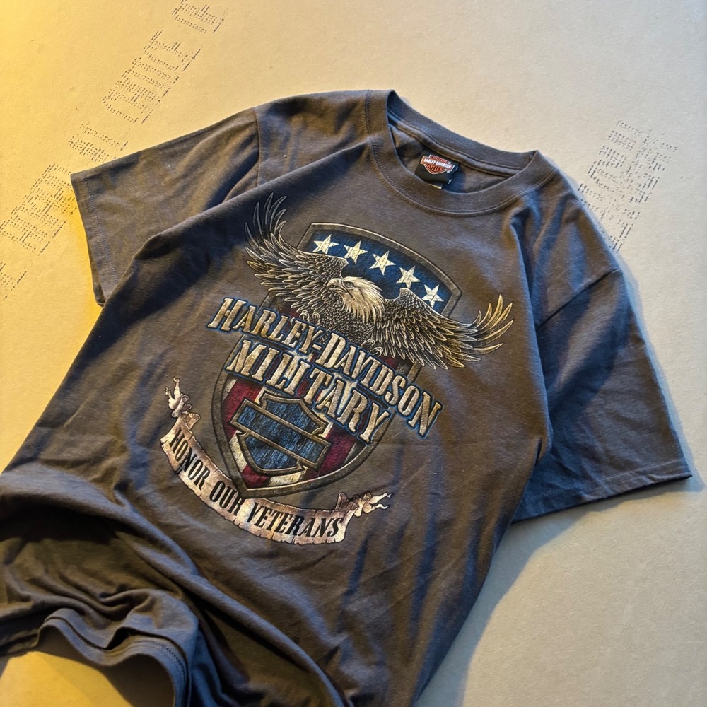 Y2K Harley‎ Davidson Military T-shirt